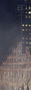Color photo of the ruins of the World Trade Center in lower Manhattan, New York taken three months after the 9/11 attacks