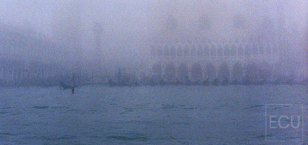 Color photo of San Marco and the Grand Canal in fog in winter in Venice, Italy inspired by Monet
